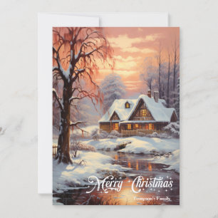 Retro Vintage Klassische gemütliche Winternachts S Feiertagskarte