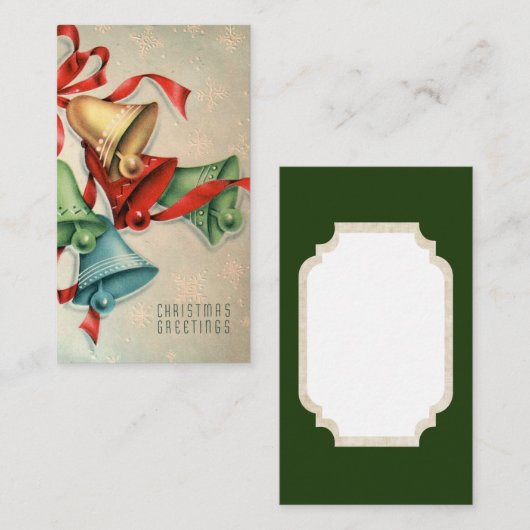 Retro Vintage kleine Karten der Weihnachtsglocken (Vorne/Hinten)