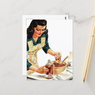 Retro-Vintage-Kochdame Küche Postkarte