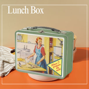 Retro-Vintage-Kochküche-Frau-Lunchboxen Metall Brotdose