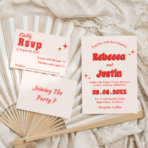 Retro Vintage Korallen Hochzeit RSVP Karte