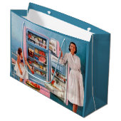 Retro Vintage Küche Party Große Geschenktüte (Vorderseite Schrägansicht)