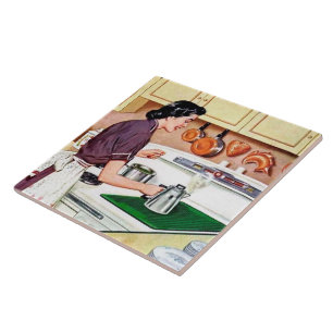 retro vintage Küchen Dame Fliese