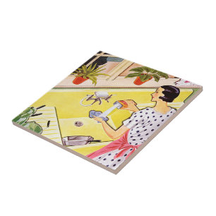 Retro Vintage Küchen Dame Fliese