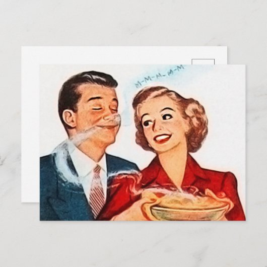 Retro-Vintage Kuchenbackdame Postkarte (Vorne/Hinten)