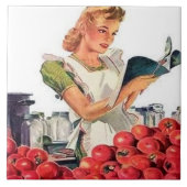 Retro-Vintage Küchendame Fliese (Vorderseite)