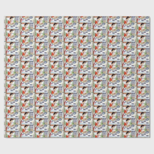 Retro-Vintage Küchendame Geschenkpapier (Flach)
