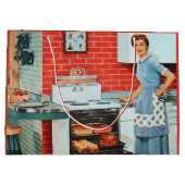 Retro-Vintage Küchendame Große Geschenktüte (Rückseite)