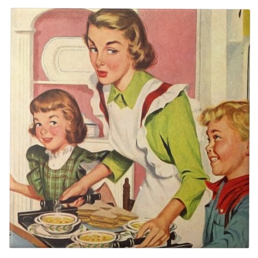 Retro Vintage Küchendekor Fliese (Vorderseite)