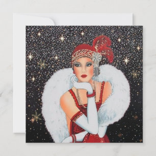 Retro Vintage Kunst Deko Dame hinzufügen Feiertagskarte