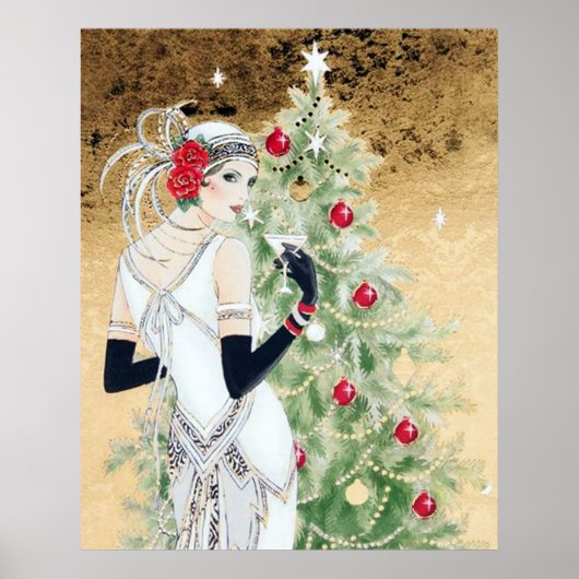 Retro Vintage Kunst Deko Lady Weihnachten (Vorne)