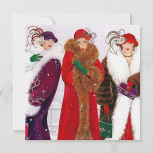 Retro Vintage Kunst Deko Ladys fügen Botschaft Feiertagskarte