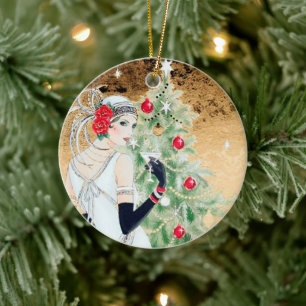 Retro Vintage Kunst Deko Weihnachten hinzufügen Keramik Ornament
