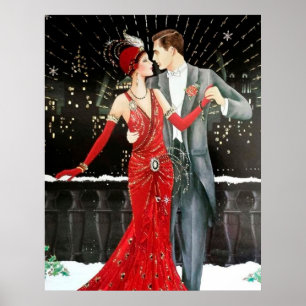 Retro Vintage Kunst-Deko Weihnachtspaare Poster