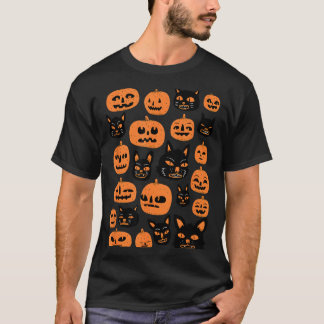 Retro-Vintage-Kürbis-Schwarze-Katze-Halloween-Kost T-Shirt