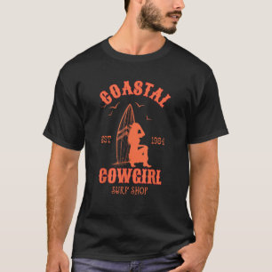 Retro Vintage Küsten Cowgirl Surf Shop Strand Somm T-Shirt