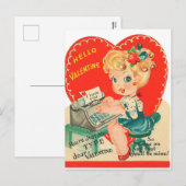 Retro Vintage Ladine Valentine Feiertagspostkarte (Vorne/Hinten)