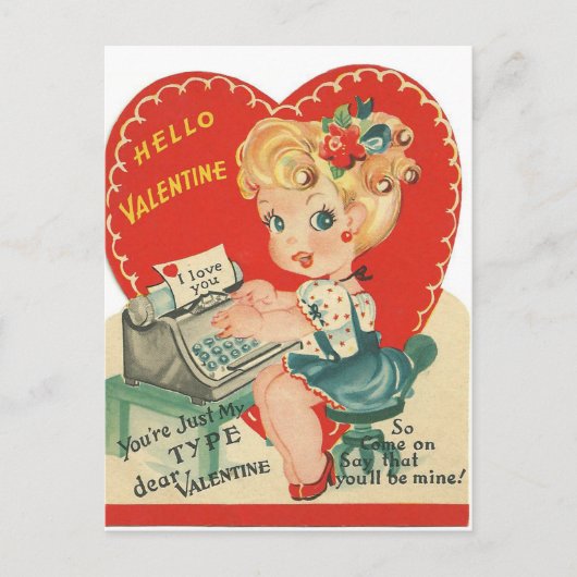 Retro Vintage Ladine Valentine Feiertagspostkarte (Vorderseite)
