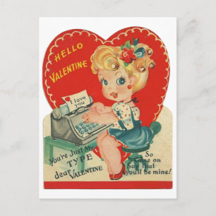 Retro Vintage Lady Valentinstag Feiertagspostkarte