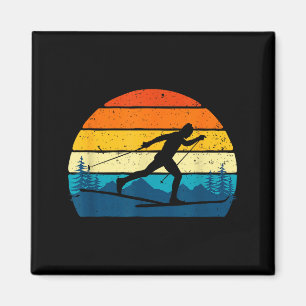 Retro-Vintage-Langlauf - Wintersport Magnet