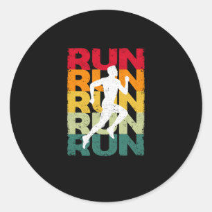 Retro-Vintage-Laufend-Lustig-Joggen-Läufer Runder Aufkleber