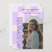 Retro Vintage Lavendel Foto Abschluss Einladung (Vorderseite)