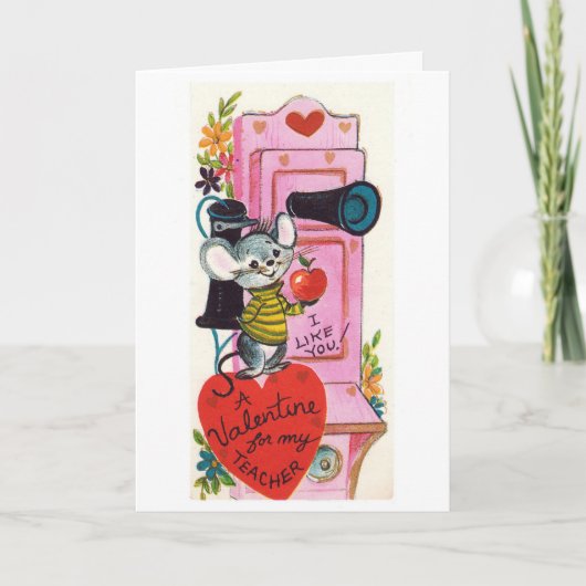 retro Vintage Lehrervalentine-Feiertagskarte Feiertagskarte (Vorderseite)