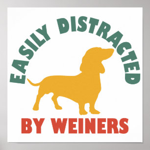 Retro Vintage Leicht Ablenkbar Durch Wienerhunde Poster