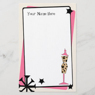 Retro Vintage Leopardenprint & Rosa Kleiderpuppe Briefpapier