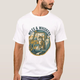 Retro Vintage LKW-Fahrer Katze Miles & Whiskers T-Shirt