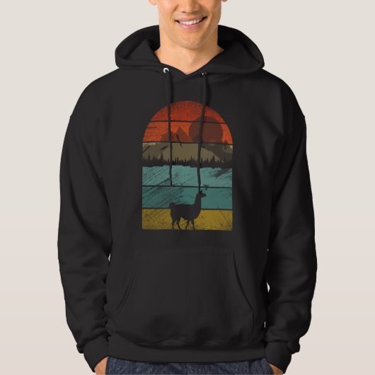 Retro vintage llama and cute animal 5 hoodie (Vorderseite)