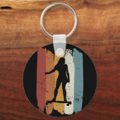 Retro-Vintage Longboard-Girl Schlüsselanhänger (Vorderseite)