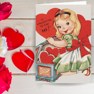 Retro-Vintage-Mädchen-individualisierter Valentins Feiertagskarte