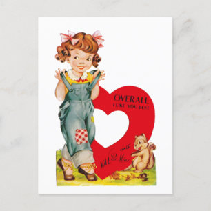 Retro-Vintage-Mädchen Valentinstag Feiertagspostkarte