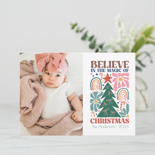 Retro Vintage Magie Feiertagskarte (Stehend Vorderseite)