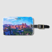 Retro Vintage Malta Panorama Aquarellansicht Gepäckanhänger (Vorderseite (Horizontal))