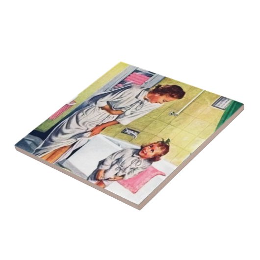 Retro Vintage Mama Tochter Badezimmer Fliese (Seite)