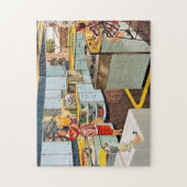 Retro Vintage Mama und Mädchen Puzzle (Vertikal)