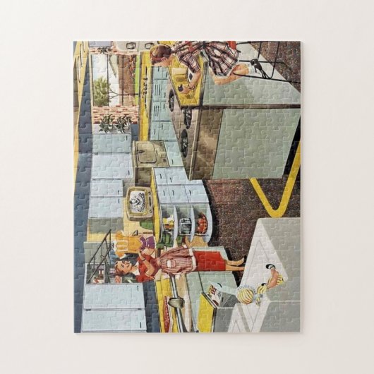 Retro Vintage Mama und Mädchen Puzzle (Vertikal)