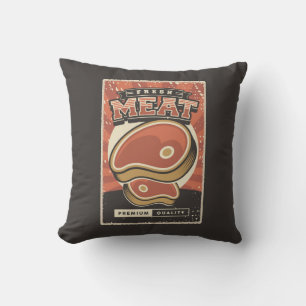 Retro Vintage Männerhöhle Braunrotes Fleisch Wurfk Kissen