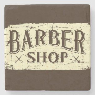 Retro Vintage Männerhöhle rustikales Barbier-Schil Steinuntersetzer