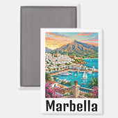 Retro Vintage Marbella Spanien Costa del Sol Magnet (Vorderseite/Rückseite)