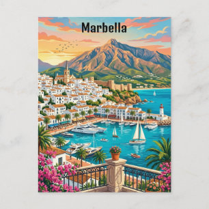 Retro Vintage Marbella Spanien Costa del Sol Postkarte