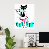 Retro Vintage MCM Atomkatze CatNip Poster (Heimbüro)
