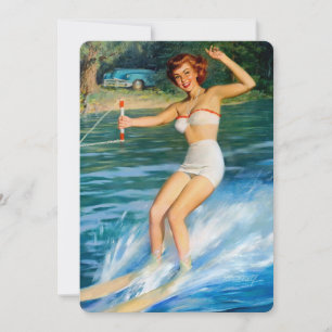 Retro-Vintage-Medcalf-Wasserski-Pin-up-Girl Einladung