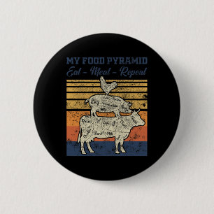 Retro Vintage Meine Nahrungsmittelpyramide Iss Fle Button