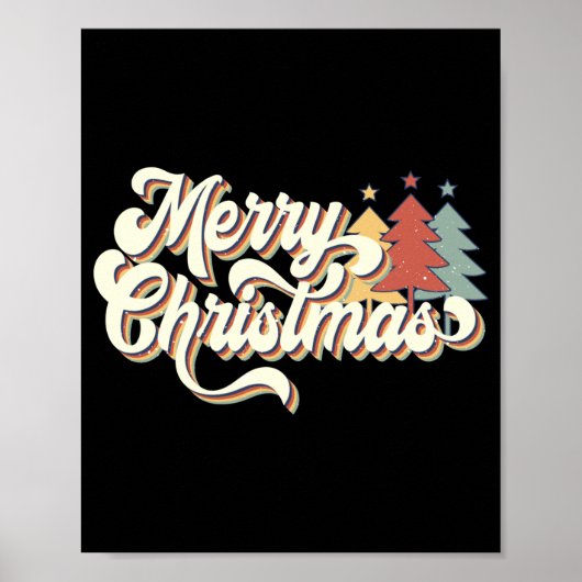 Retro Vintage Merry Christmas Tygraphy  Poster (Vorne)