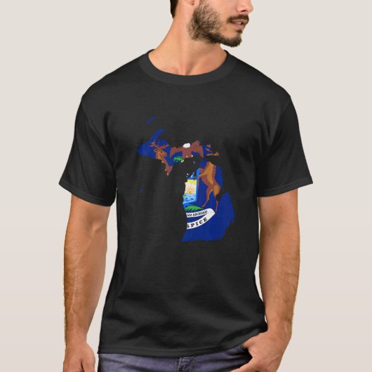 Retro Vintage Michigan Staat Map erschüttert T-Shirt (Vorderseite)