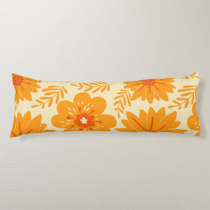 Retro Vintage Mid Century Orange Flower Pattern Seitenschläferkissen