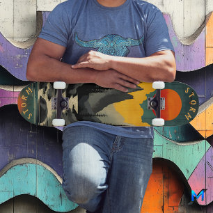 Retro Vintage Mitte-des-Jahrhunderts Berg Sonnenun Skateboard